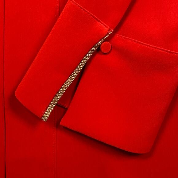 Chico’s Women's Red Long Sleeve Tunic Blouse Top Gold Chain Trim Size 16/18 NWT - Picture 7 of 14